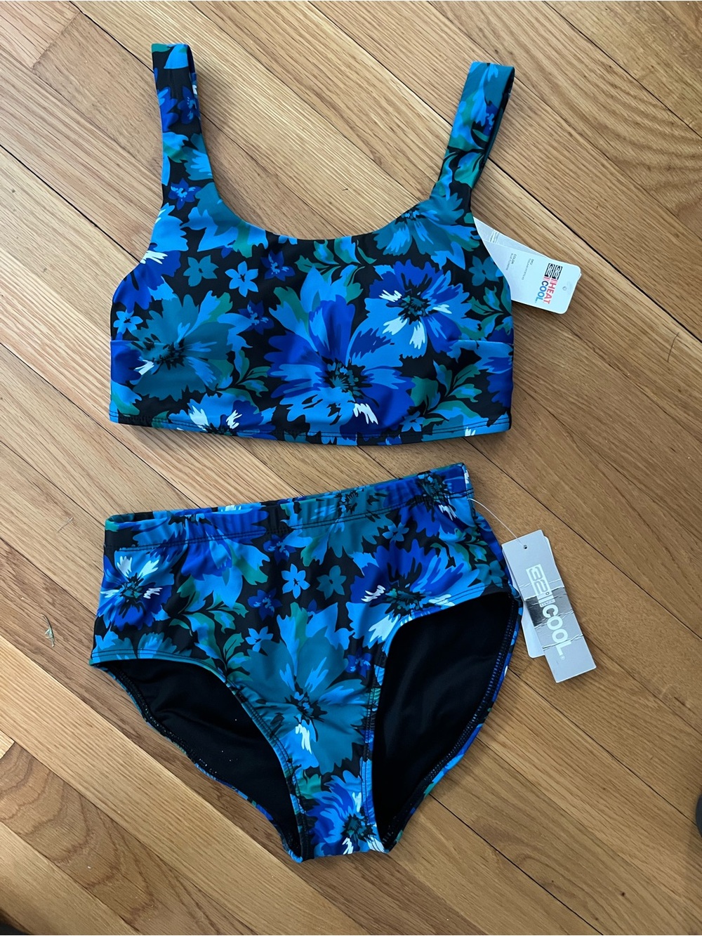 Bellafina Blue Floral High-Waist Bikini Set